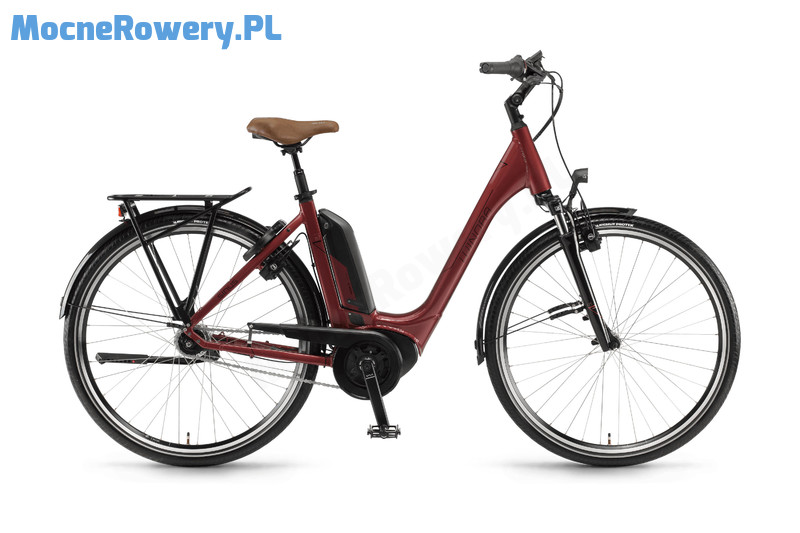 Winora Sinus Tria N7f - czerwony miejski rower elektryczny