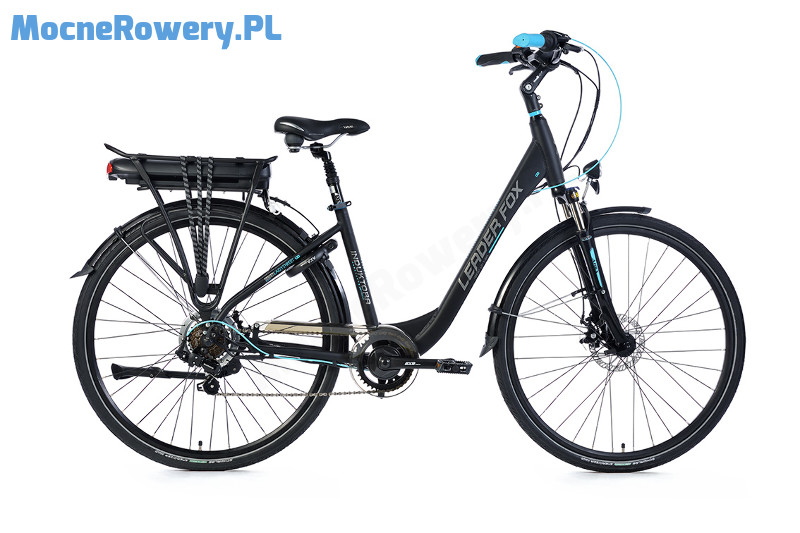 Leader Fox Induktora - czarno-niebieski miejski rower elektryczny